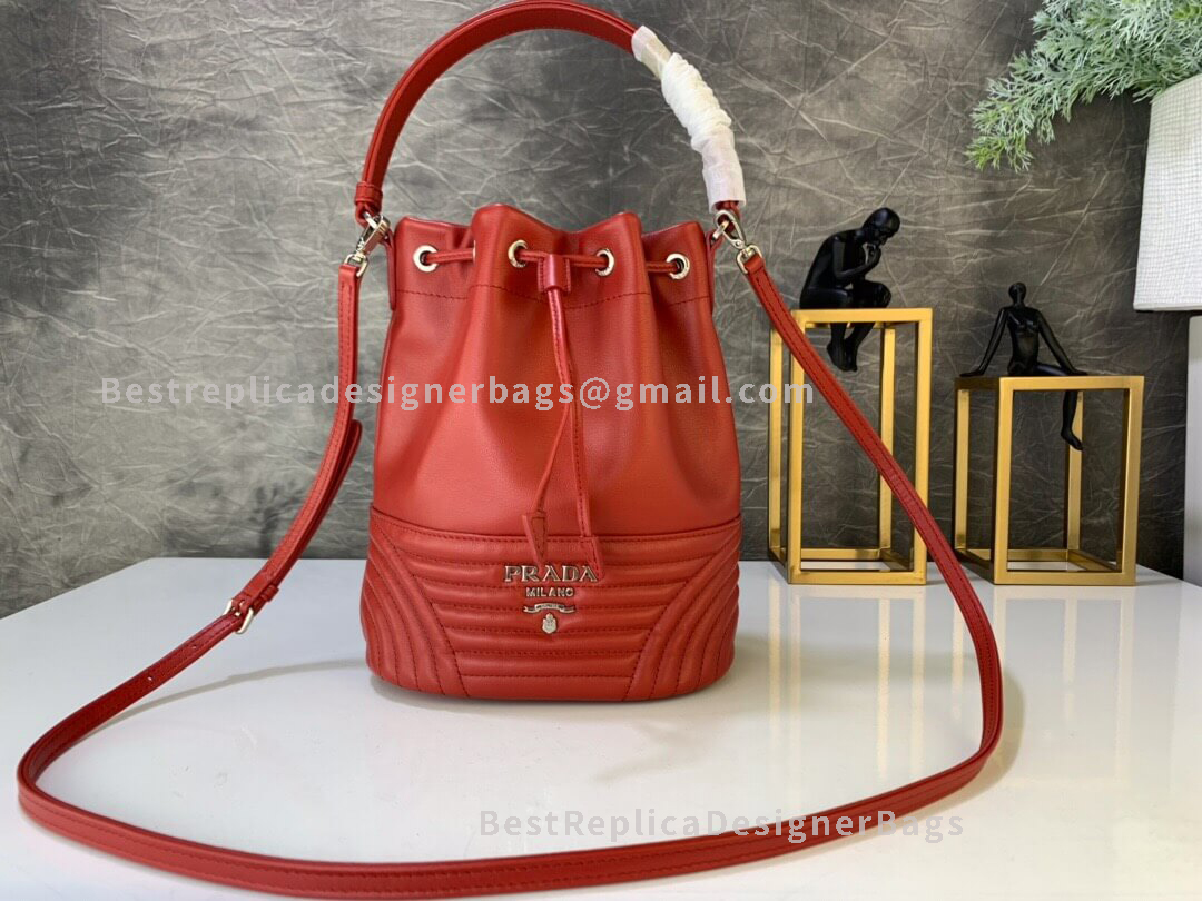 Prada Red Large Leather Bucket Bag SHW